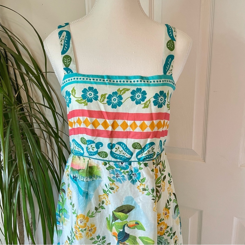 Farm Rio x Anthropologie Printed Maxi Dress XS NWT Blue Motif - Picture 10 of 16